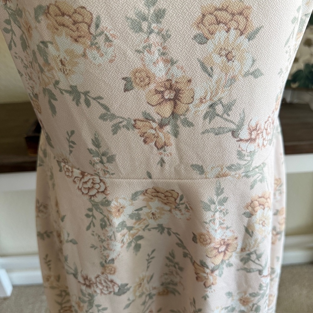 Soft Pink Floral Mini Knee Length Dress Large Romantic Cottage Feminine Coquette - Picture 8 of 11
